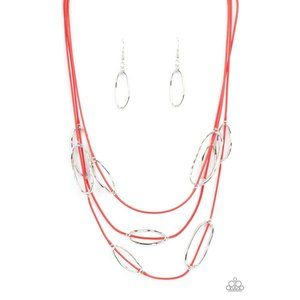 Check Your CORD-inates - Red Necklace Earring Set